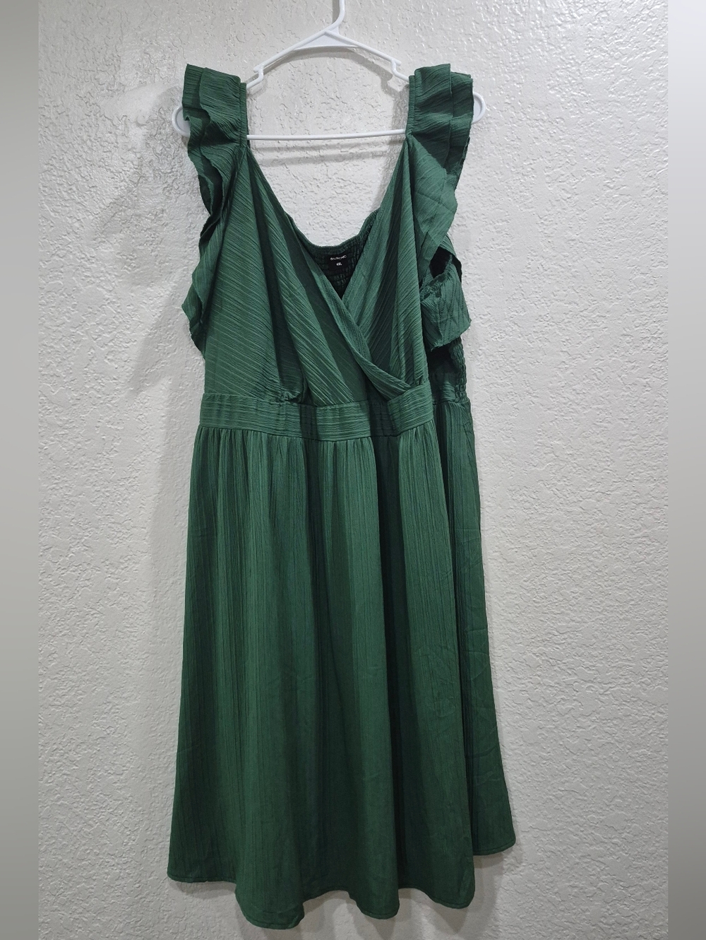 Shomchic Emerald Green Ruffle Midi Dress Plus Size 4X Smocked Back Wedding - Picture 5 of 8